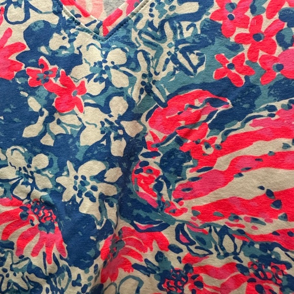 Lilly Pulitzer V-Neck Floral Top - Pink and Blue - Picture 3 of 6